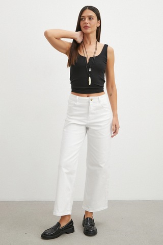 Never More Yüksek Bel Culotte Jean Beyaz