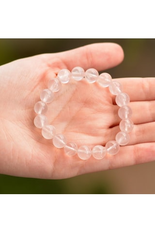 Taş Sandığı Pembe Kuvars Taşı Bileklik 10 Mm Renkli Çok Renkli