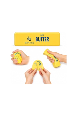 Butter Squishy Stres Oyuncağı Yavaş Yükselen Sıkma Duyusal Anti Stres Oyuncak Tereyağı 14,5 Cm Sarı