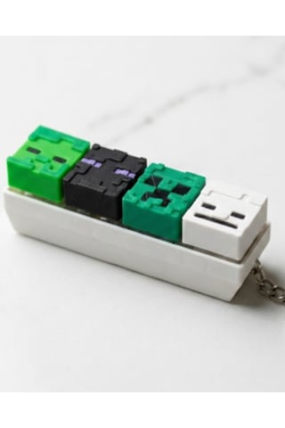 Flay3d Minecraft Temalı 4'lü Klavye Tuşu Creeper İskelet Zombi Ve Enderman 3d Baskı Anahtarlık Beyaz