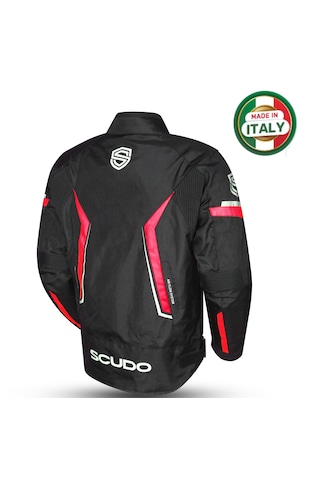 Scudo Roma 4 Mevsim Erkek Motosiklet Ceketi Siyah/kırmızı