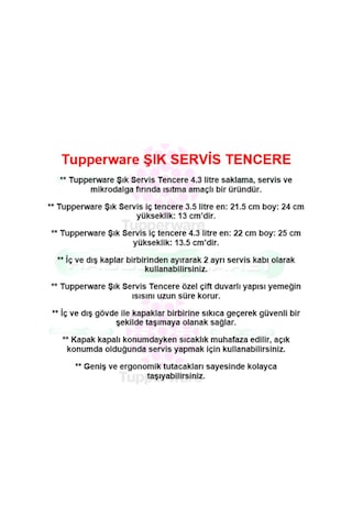 Şık Servis 4.3litre Mikrodalga Fırın Isıtma Tenceresi Beyaz