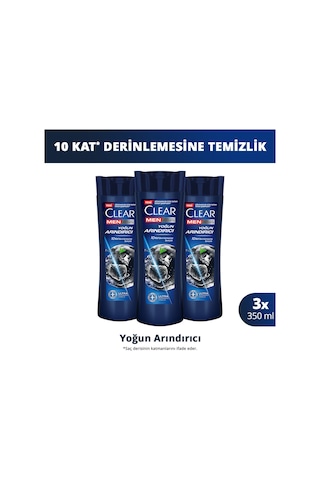 Men Kepeğe Karşı Etkili Şampuan Yoğun Arındırıcı 350 Ml X3 Tüm Saç Tipleri