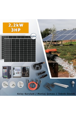 3hp-2.2kw Monofaz 230v Pompa İçin Solar Sulama Paketi