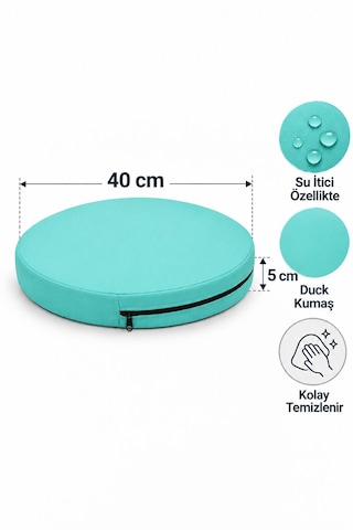 Kreş Minderi Anaokulu Aktivite Minderi, Bahçe, Dekor, Sandalye Minderi 40x40x 5 Cm Yuvarlak Minder 1 Adet Su Yeşili