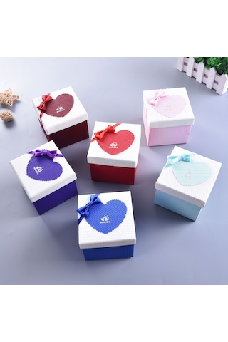 Sones Kağıt Sevgililer Günü Hediye Kutusu Fiyonklu, Özellikler: 10x10x10cm Mavi