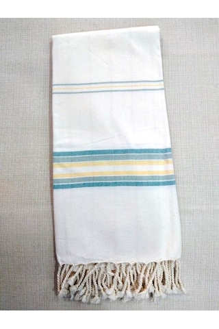 Mandaş Pamuklu El Dokuma Peştemal (80X200) - Krem Sarı