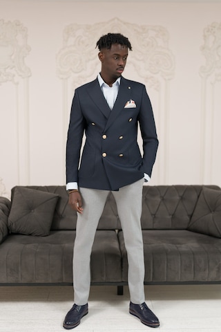 Paul Martin Regular Fit İtalyan Yaka Astarlı Torba Cepli Kruvaze Blazer Ceket Lacivert
