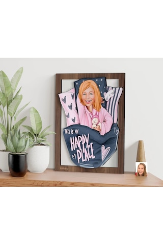 Bk Gift Kişiye Özel Kadın Karikatürlü 3d Ahşap Tablo-101, Arkadaşa Hediye, Karikatürlü Tablo Kobitmeyen138371 Bk Gift