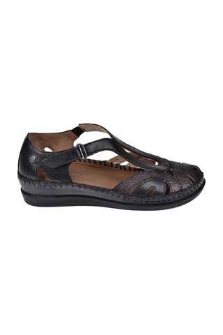 Forelli Hakiki Deri Comfort Kadın Sandalet For-22521 Siyah Baskı
