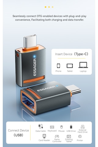 Essager Type-c To Usb 3.0 Hızlı 5a 5gbps Çevirici Dönüştürücü