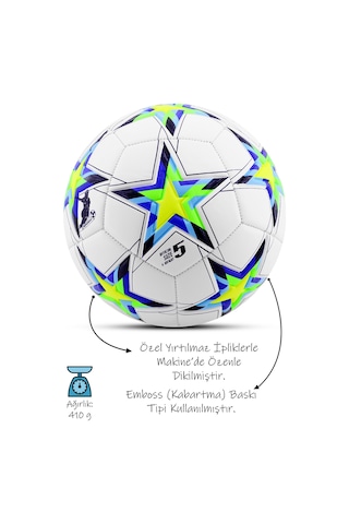 Telvesse Futbol Topu Şampiyonlar Ligi Pompalı Sert Zemin Halı Saha Futbol Topu No:5 Sarı 034 Sarı