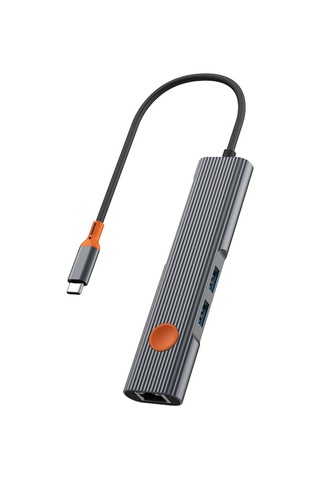 Wiwu Wi-hb005 Travel Serisi 5in1 Hdmı 4k 60hz Rj45 + 100w Pd Type-c Hub Bağlantı İstasyonu Gri