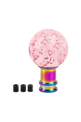 Yifomall Pembe Akrilik Kristal Baloncuk Vites Topuzu - M8/m10/m12 Adaptörlü Pembe