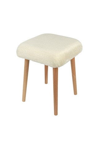 Peluş Kumaşlı Dekoratif Puf, Tabure 5983 Bej