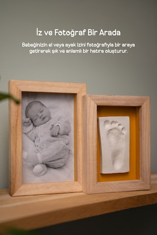 Petit Artichaut Bebek El Ayak İzi Ve Fotoğraf Çerçevesi 22x4,2x17 Cm Sarı