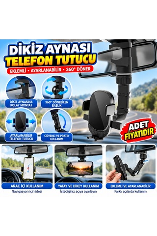 Kahveci.store Dikiz Aynasına Takılabilen Eklemli Telefon Tutucu Aparat 22 Standart