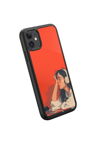 İphone 11 Uyumlu Kulaklık Desenli Kamera Korumalı Darbelere Dayanıklı Kılıf 1214-kulaklık-iphone11