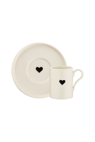 Kütahya Porselen Bone Pure Love 4 Parça 2 Kişilik Kahve Takımı Platin
