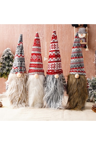 4 Lü Gnome Neol Dekorasyon Seti Sevimli Peluş Noel Baba Gnome Set