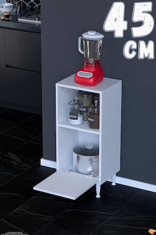 Lara 45 Cm Kapaklı Çok Amaçlı Mutfak Dolabı Mikrodalga Rafı Ekmeklik Kiler Modülü 45x87x32 Cm Beyaz