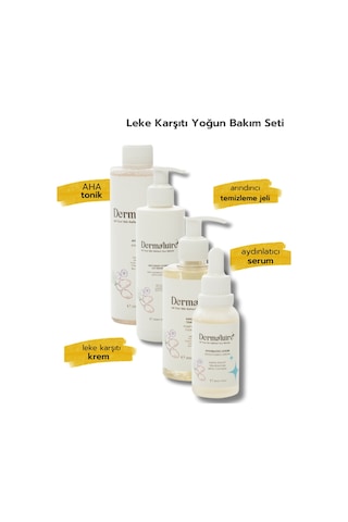 Dermaluire Aydınlatıcı Serum 30 ML + Aha Tonik 200 ML + Arındırıcı Temizleme Jeli 200 ML + Leke Karşıtı Bakım Kremi 200 ML