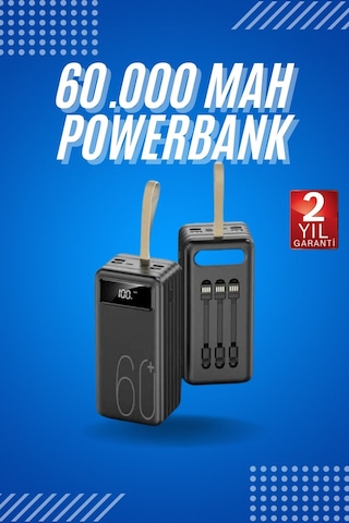 Powerbank Yüksek Kapasiteli 60.000 Mah Hızlı Şarj Şarj Özellikli Batarya Altın