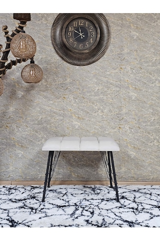 Zafir Metal Siyah Tel Ayaklı 60 Cm Puf Bench - Puf - Bench - Oturak - Mutfak Oturağı - Antre Oturağı Krem