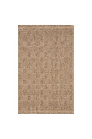 Cool Halı Mirage Kahverengi Dama Desenli Kilim Kaymaz Tabanlı Yıkanabilir Bohem Salon Mutfak Kilimi
