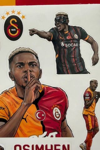 X Dekomus Lisanslı Galatasaray "victor Osimhen" Sticker Sheet Altın