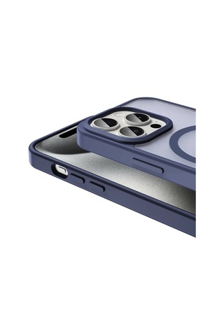 Rba Aksesuar Apple Uyumlu iPhone 15 Pro Max Kılıf M-safe Şarj Özellikli Mat Arka Yüzey Rba Sio Kapak - Lacivert Lacivert