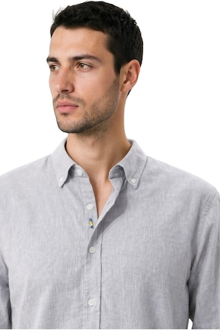 Arma Ar-ma Erkek Keten Gömlek Baskisiz Basic Düğme Kapamali Cepsiz Uzun Kollu Gömlek Dokuma Kumaş Regular Fit %60 Pamuk %40 Keten Y31485118002 Gri-g2