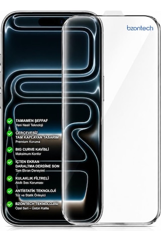 Apple iPhone 17 Pro Max / 18 Pro Max Uyumlu 300cc Yeni Nesil Çerçevesiz Tam Kaplayan Ekran Koruyucu Daraltma Yapmaz