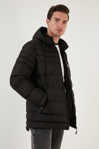Buratti Su Itici Slim Fit Soğuğa Ve Rüzgara Dayanıklı Kapüşonlu Şişme Erkek Mont 649005 Siyah