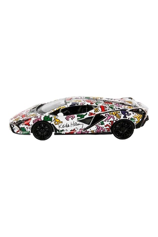 1:32 Sesli Ve Işıklı Rmz Hobby Keith Haring Serisi Die Cast Çek Bırak Model Araba - Renkli Lamborghi