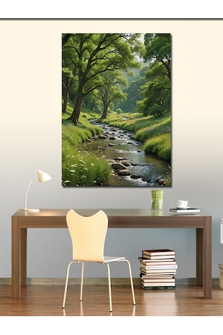 Kanvas Tablo Ormandaki Göl Ve Ağaçlar 70cmx100cm
