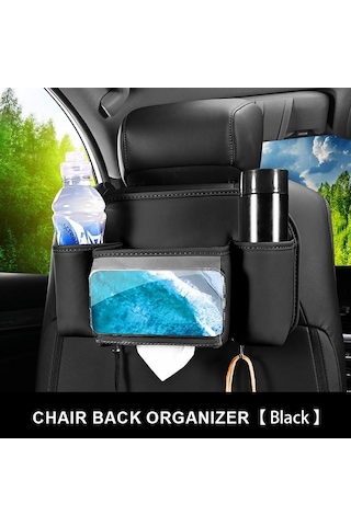 Siyah Seametal Araba Koltuğu Arka Organizatör Saklama Çantası Çok Fonksiyonlu Depolama Anti-kick Mat Araba Arka Koltuk Organizatör Koruyucu Ped