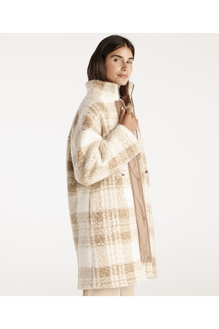 Yargıcı Beli Lastikli Çıtçıtlı Palto Bej