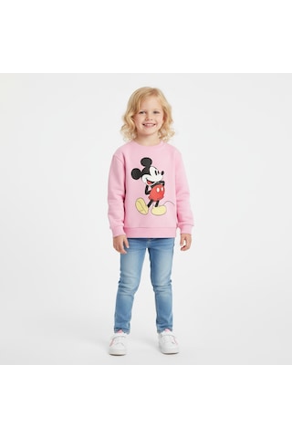 Mickey Kışlık Kız Çocuk Sweatshirt Pembe