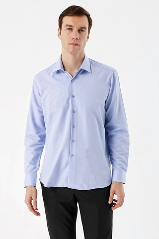 Morven Buz Mavisi Slim Fit Düz Sert Yaka Kolay Ütülenebilen Hediye Kutulu Uzun Kollu Gömlek 99mc004001311 Buz Mavisi