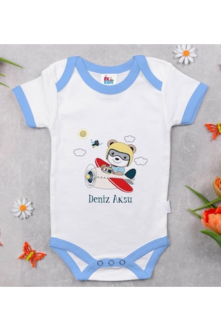 Bitmeyenkartus Bk Kids Kişiye Özel Mavi Bebek Body Zıbın - Model 138 Çok Renkli