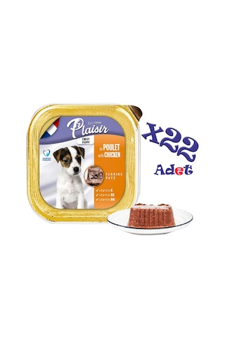 Plaisir Tavuklu ve Etli Pate Konserve Yavru Köpek Maması 22 x 150 G
