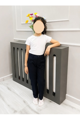 Bulutteks Canbulgan 6-15 Yaş Unisex Okul Pantolonu Lacivert Şerj Kumaş Yarım Lastikli Bel Dayanıklı Ve Şık