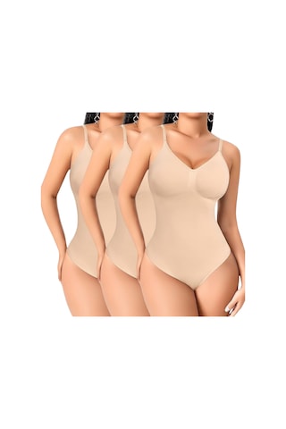 Mood Agenda Kadın İnce Askılı Çıtçıtlı Slip Body Korse Ten 3'lü Ten Rengi