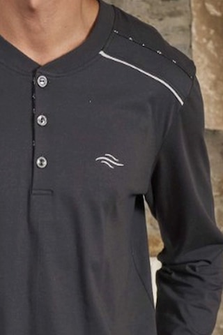 Cossy By Aqua 26167 Erkek Uzun Kollu Düğmeli Bisiklet Yaka Pijama Takımı-antrasit Antrasit