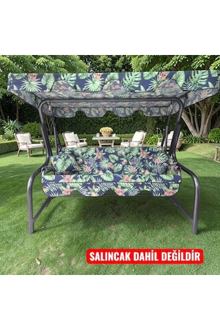 3 Kişilik Salıncak Lüks Kılıf Seti 10cm Süngerli Yaprak Desen Çok Renkli