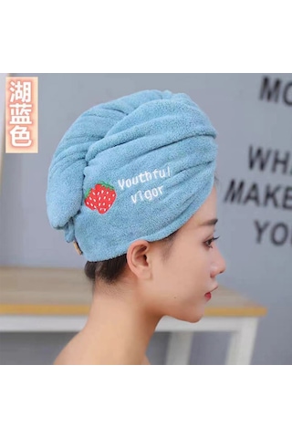 Xiyyadms Yumuşak Ve Emici Çift Katmanlı Saç Kurutma Havlusu - Lake Blue Renk, 26x65cm Boyut Göl Mavisi