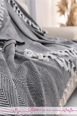 Klasik Pamuklu Koltuk Örtüsü 150x170cm Balık Sırtı Desen Koltuk Örtüsü Antrasit