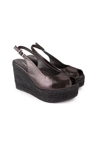 Gondol Kadın Hakiki Deri Dolgu Topuk Platform Sandalet Ell.6978 001