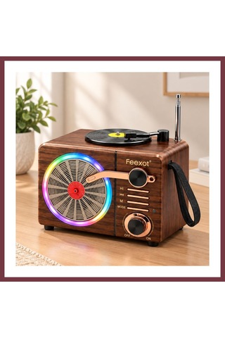 Storeşahin Işıklı Retro Bluetooth Fm Radyo Hoparlör - Usb & Type-c Şarjlı Shn0720